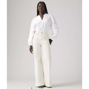 Levi's Ribcage Bell Women's High Rise Jeans Corduroy White Bootcut Size W24 L32